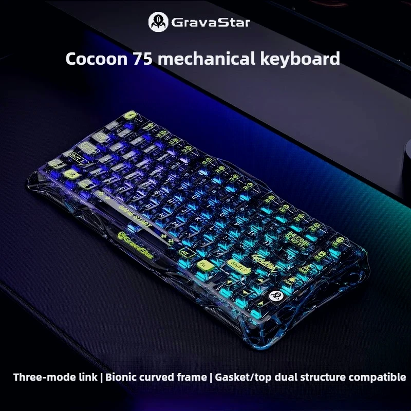 

GravaStar Cocoon-break 75 Mechanical Keyboard Tri-mode Bluetooth Wireless Custom Transparen Shell Gasket Hot-swap Gaming Esports