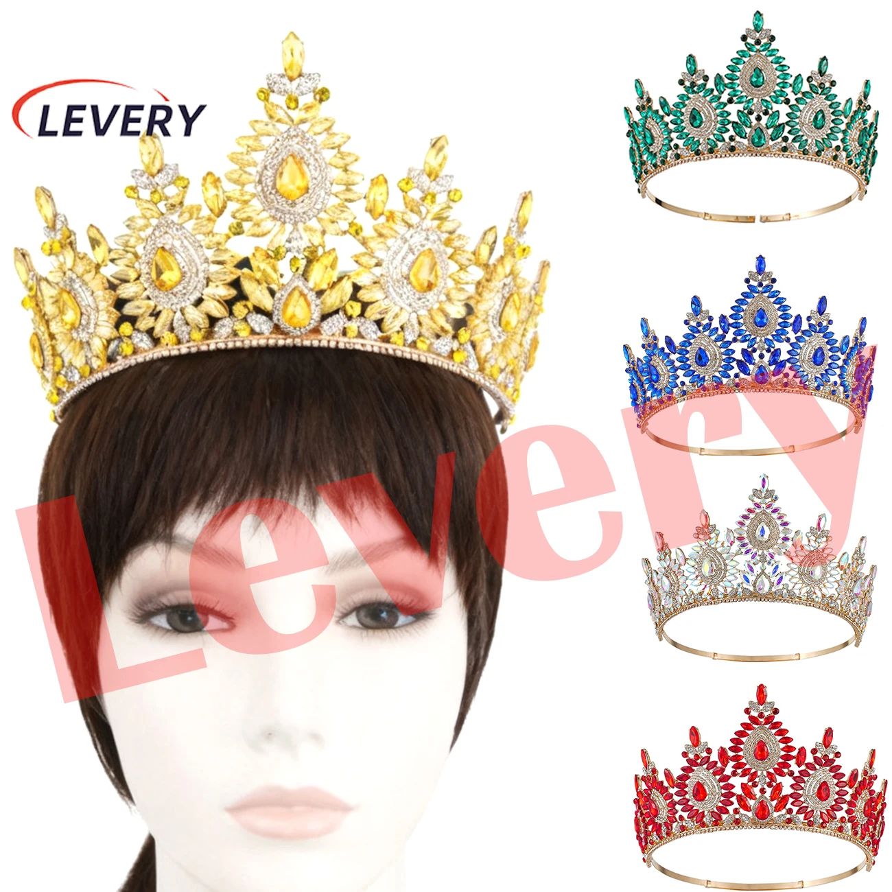 

Levery Crystal Tiaras Birthday Crown for Women Wedding Rhinestones Princess Party Headbands Hair Accessories for Women and Girls