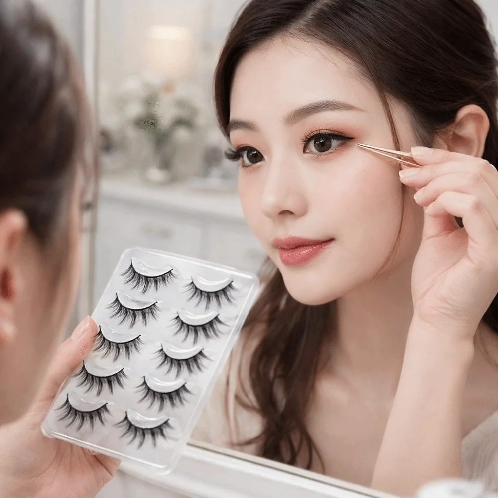 Black Anime Cartoon False Eyelashes Curvature C 10-12MM DIY Lashes Extension Lightweight Easy To Wear Demon Fake Eyelashes Party