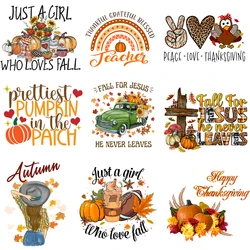 Thanksgiving Iron on Transfers Patches Happy Thanksgiving Pumpkin Autumn Heat Transfers Patches Clothes Heat Transfer Stickers