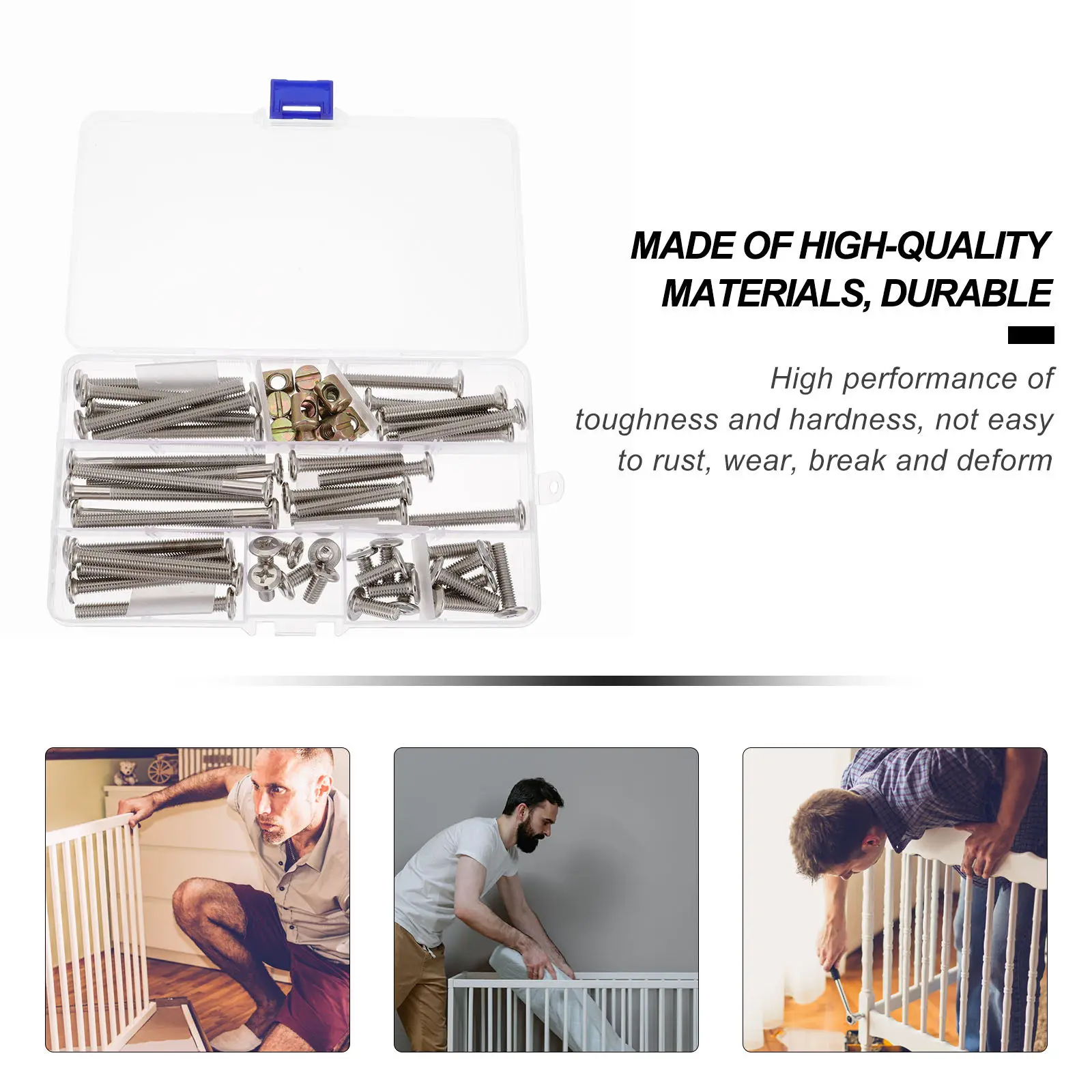 1 set 1 Set Bed Screw Kit Durable Iron Wooden Screw Nut Set High Hardness Rust Resistant For Cot Assembly Tool view 6