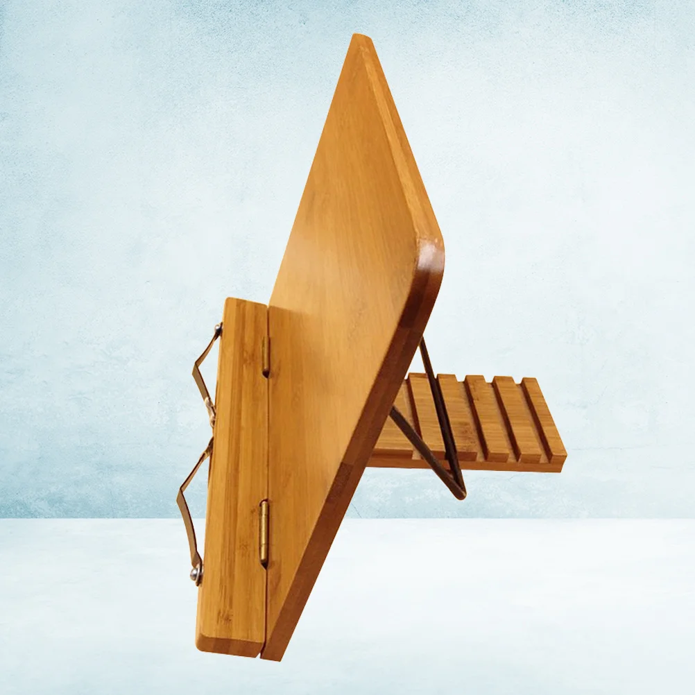 1pc Bamboo Book Stand Large Size Portable Adjustable Reading Stand For Books Tablets Music Sheets Wooden Reading Shelf