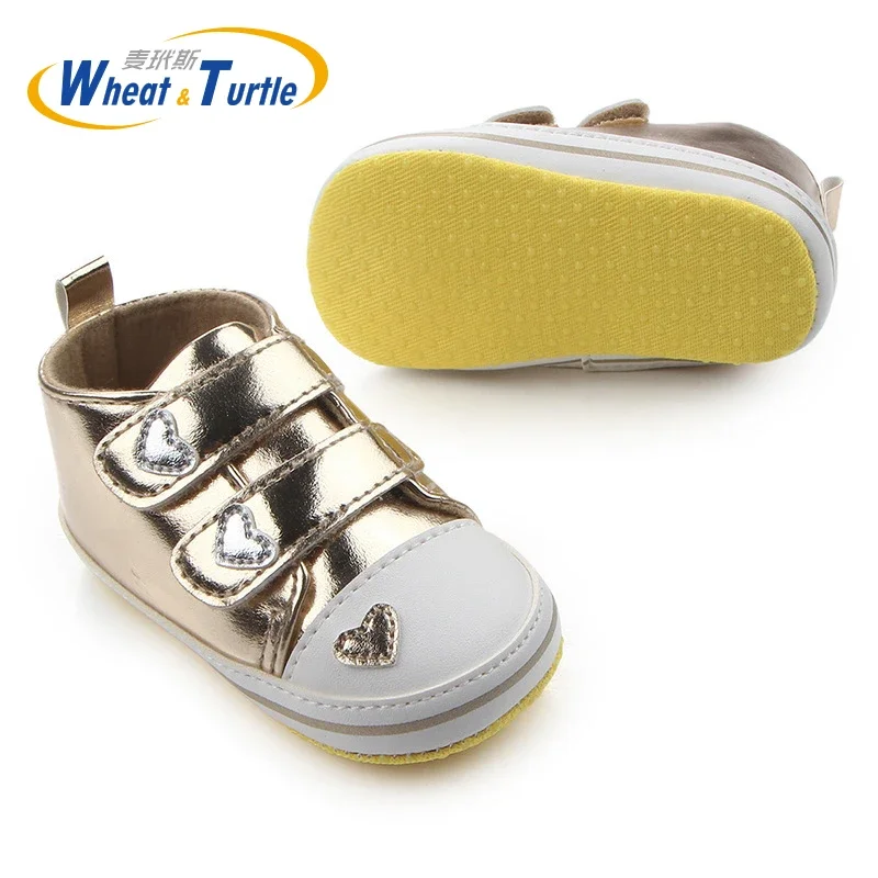 

Spring Autumn Shoes Boys Newborn Baby Girls Classic Heart-shaped PU Leather First Walkers Tennis Lace-Up Toddler