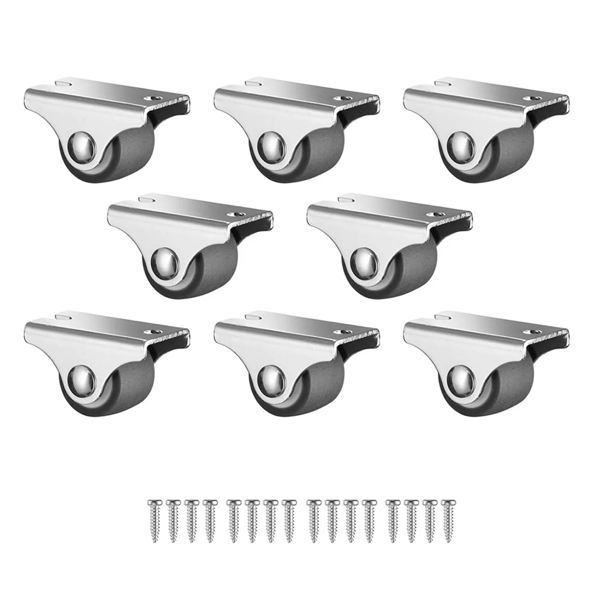 Mini ruedas fijas, ruedas pequeñas de perfil bajo con tornillos, ruedas rígidas de goma silenciosas para muebles, paquete de 8