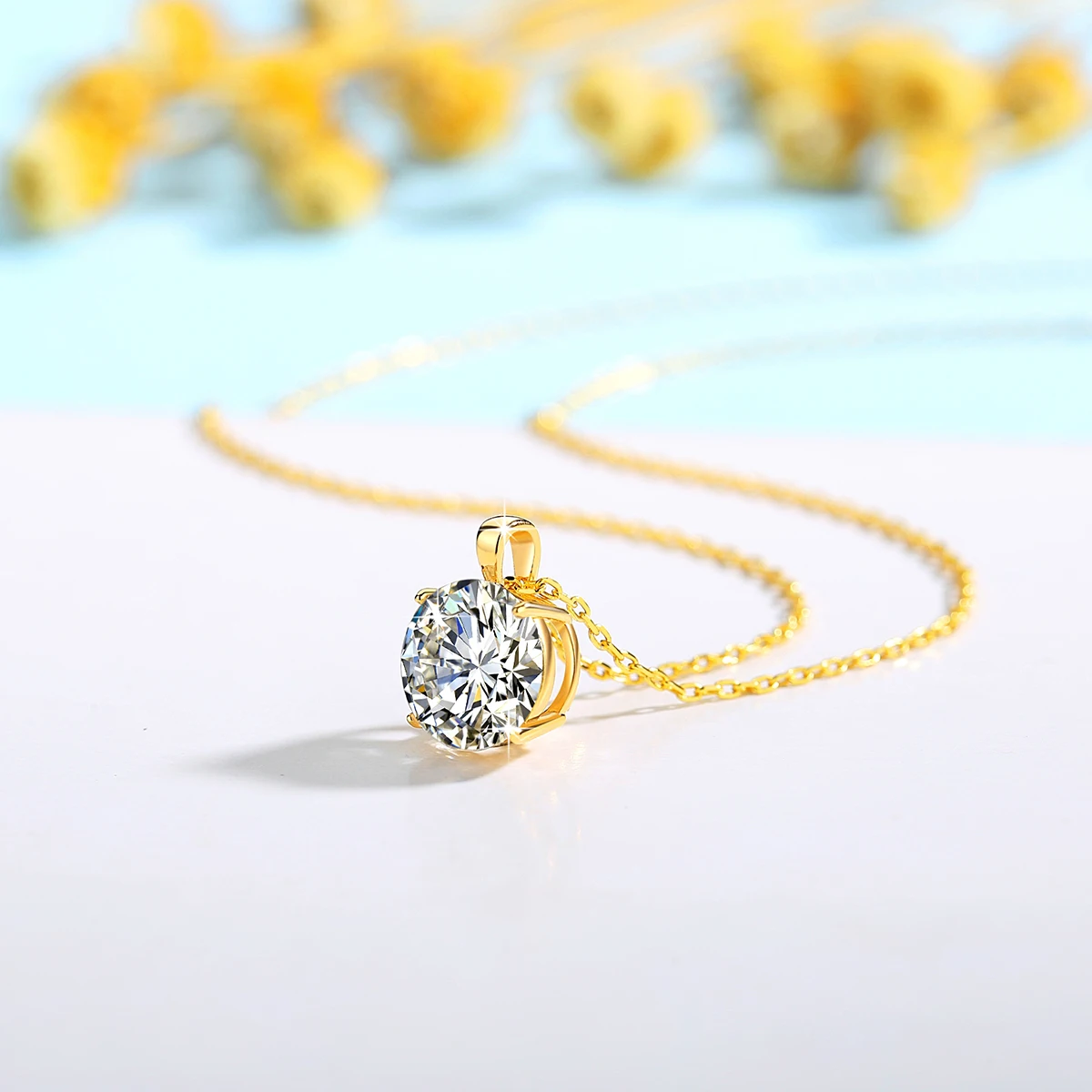 Classic 4 Claws 14k Gold Necklace 1ct 2ct 3ct AU585 K Gold Pendant Luxury Wedding Gift Jewelry With Certificate Factory Price