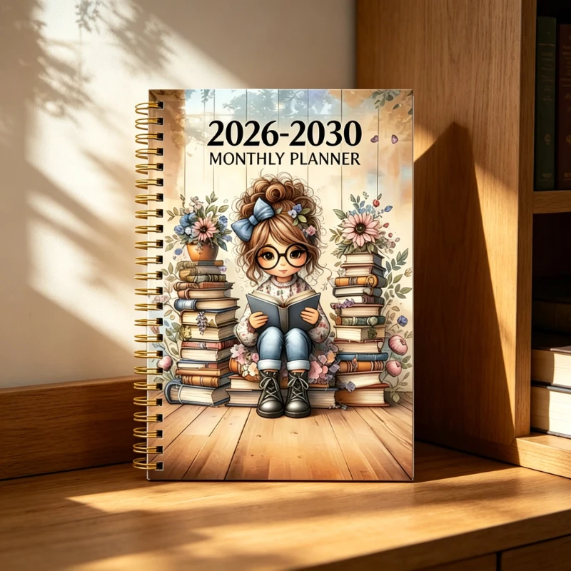 Planificador de cinco años 2026 a 2030, cuaderno espiral, diario de seguimiento de objetivos para hombres y mujeres