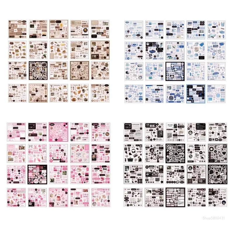 20Sheets/Pad Background Stickers Aesthetic Stickers Scrapbooking Decoration Sticker for Journal, Notebook Planner, Album