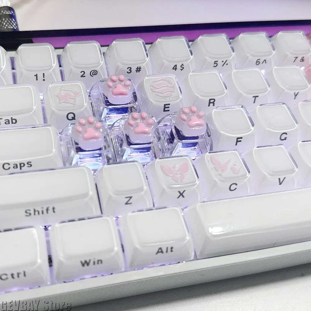

Увеличенный колпачок для дизайна ногтей, колпачок для клавиш с кошачьим когтем, супер милый полупрозрачный индивидуальный колпачок для клавиатуры, подарок для механической клавиатуры