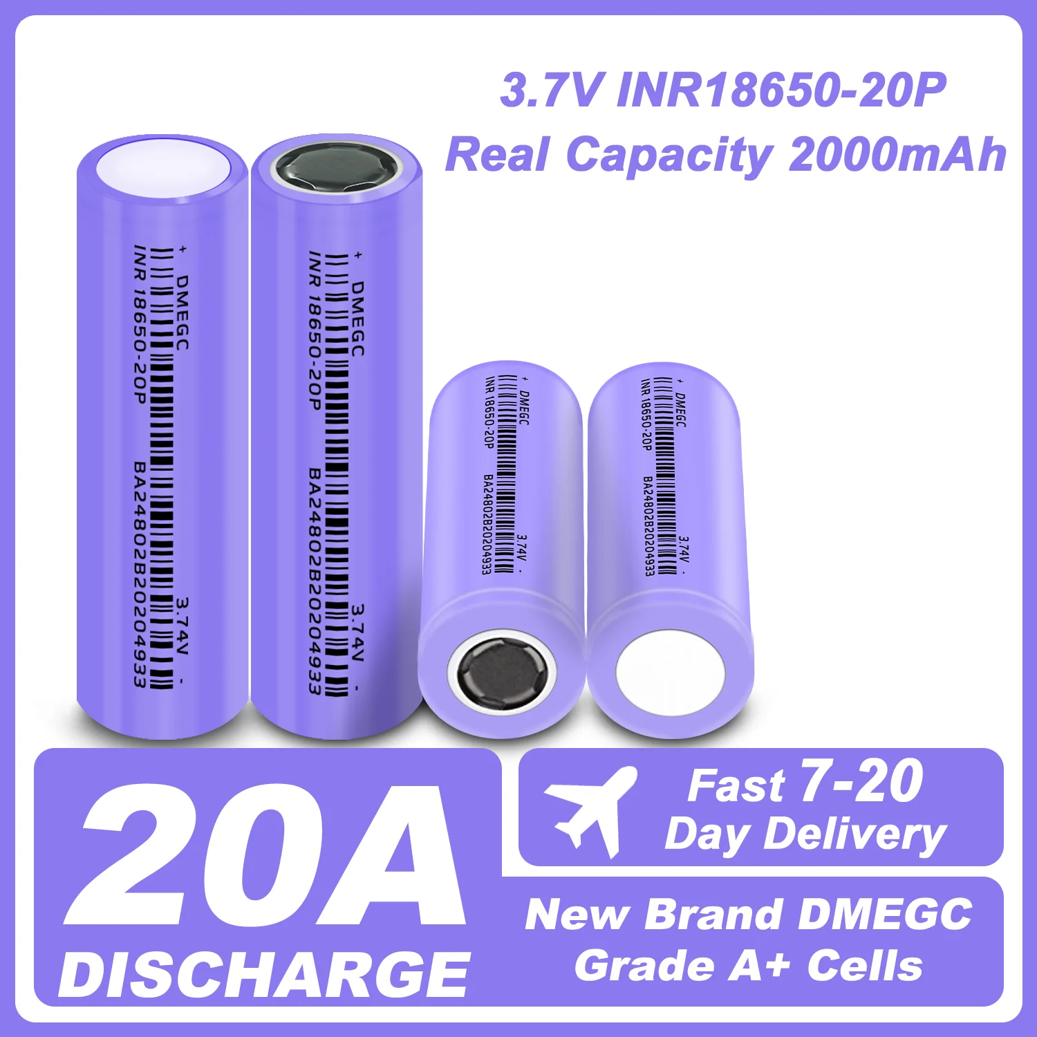 New 2025 18650 Lithium Battery 10C 20A Discharge 3.7V 2000mAh INR18650 2000mAh Drone Li-ion 18650 Lithium Rechargeable Battery