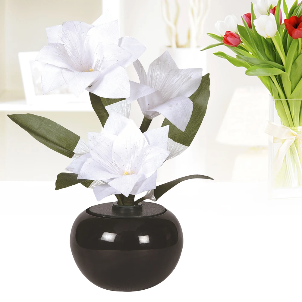 

Led Fiber Optic Flower Lamp Colorful Light Changing Vase Design Home Decoration Gift For Friends Lovers Eu Plug White