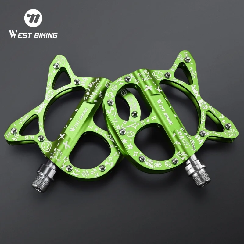 

WEST BIKING Bicycle Aluminum Pedals 3 Bearings Personalized Cat-Shaped Anti-Slip Pedals Fashion Multicolor MTB Road Bike Parts