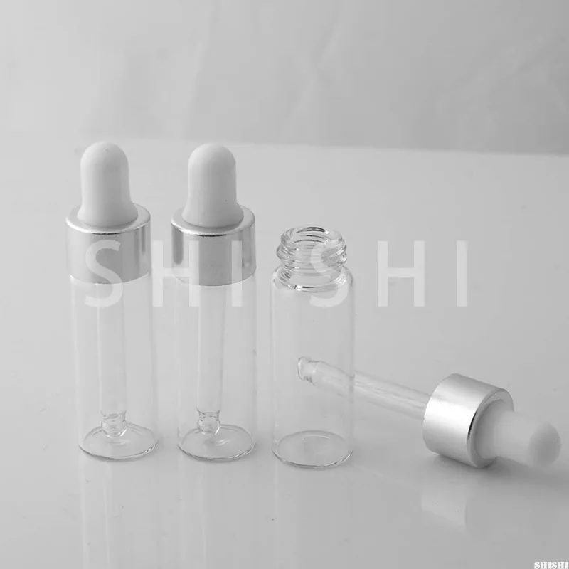 Botellas cuentagotas de vidrio para muestras de aceites esenciales, contenedores vacíos para cosméticos DIY, viales de muestra de viaje, 1ml, 2ml, 3ml, 5ml, 20/30/50 Uds.