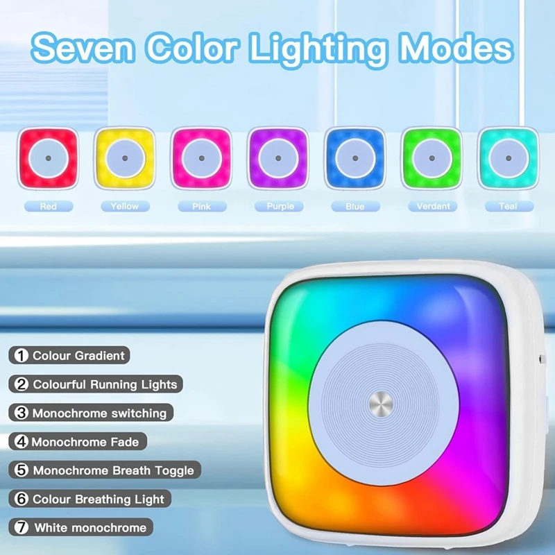 Sticker Printer Print 6 Rolls Sticker Printer with 7 Color Lighting Mode, Compatible with IOS and Android-A50M