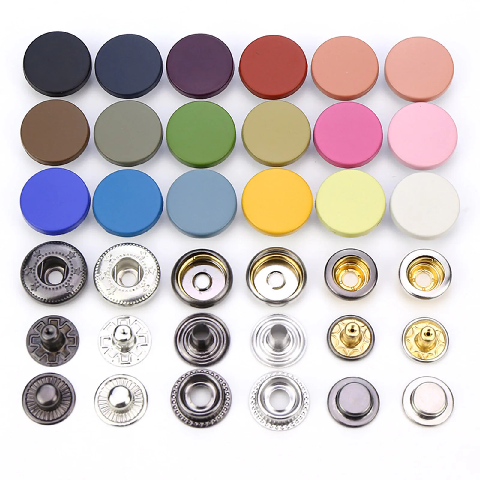 10PCs Alloy Metal Snap Fastener Buttons Painted 15mm Metal Button Snaps Press Studs DIY Leather Snaps for Clothes Accessories