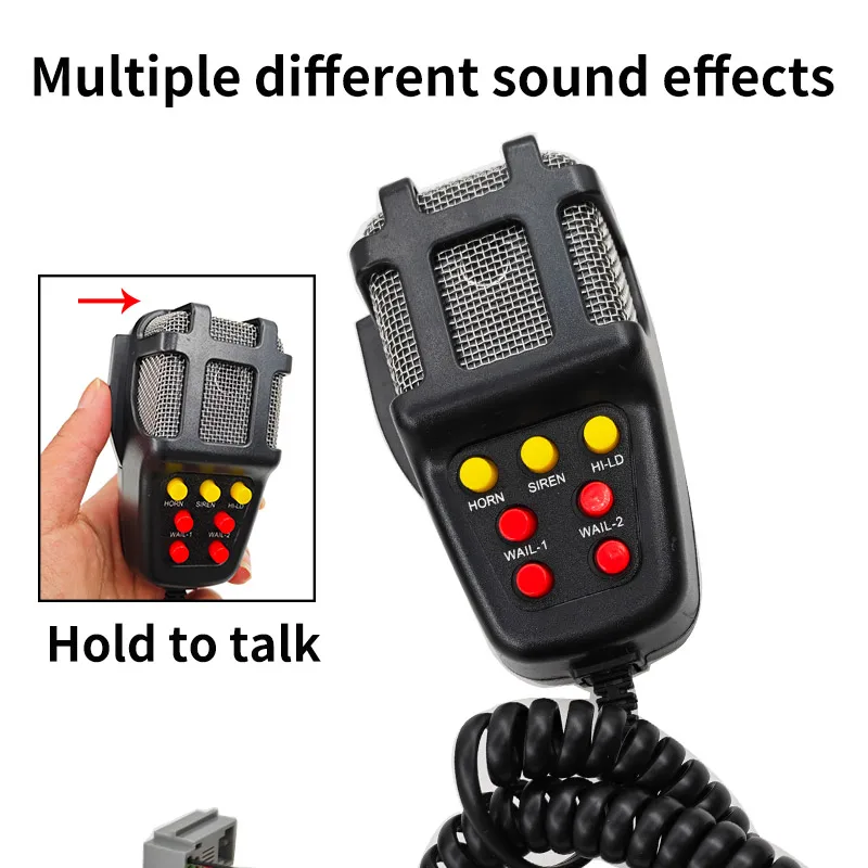 7 types of sound effects 12V/24V car alarm horn sound car emergency alarm horn 100W microphone PA speaker system emergency ampli