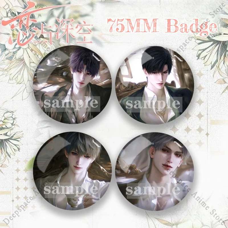 75MM Love and Deepspace Sylus Caleb Rafayel Zayne Xavier Game Cosplay Anime Daily/Suit/Sportswear Round Badge Brooch Fans Gift