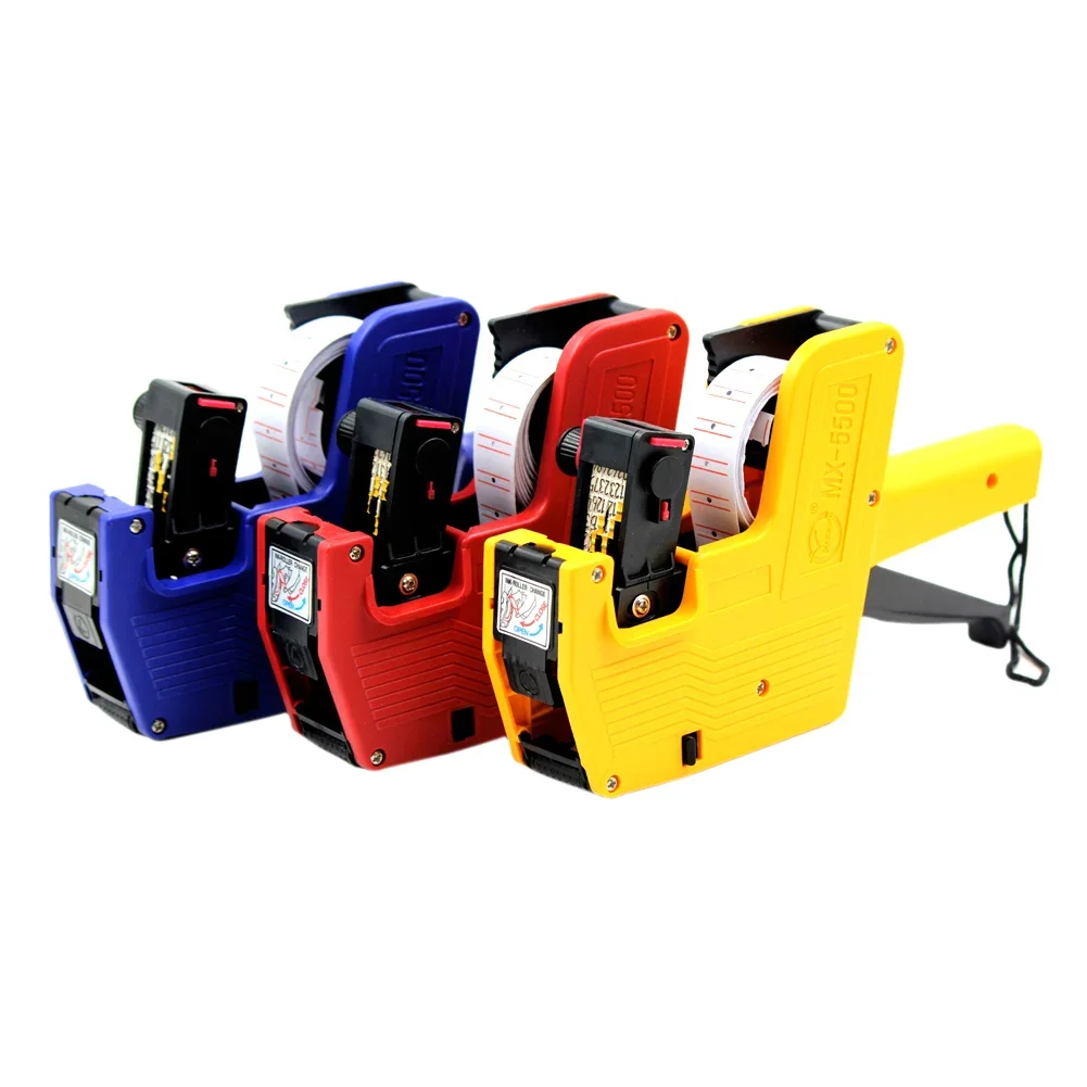 MX-5500 8 Digits Handheld Price Tag Gun Labeler Labeller Stickers Label Paper +1 Ink Roll Manual Pricing Labels Machine Random