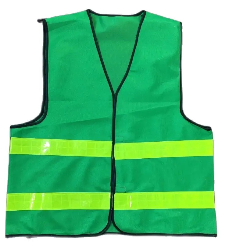 Fluorescent Green Traffic Warning Reflective Safety Vest For Cleaner Road Construction Worker