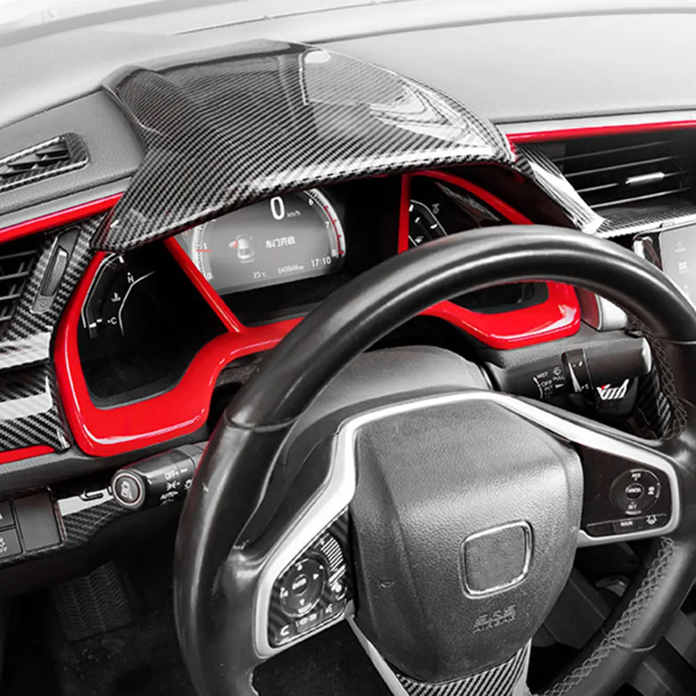 

Carbon Fiber Dashboard Cover Center Console Steering Wheel Speeeter Cover For Honda Civic 10th Gen FK7 FK8 SIFC ar Accessories