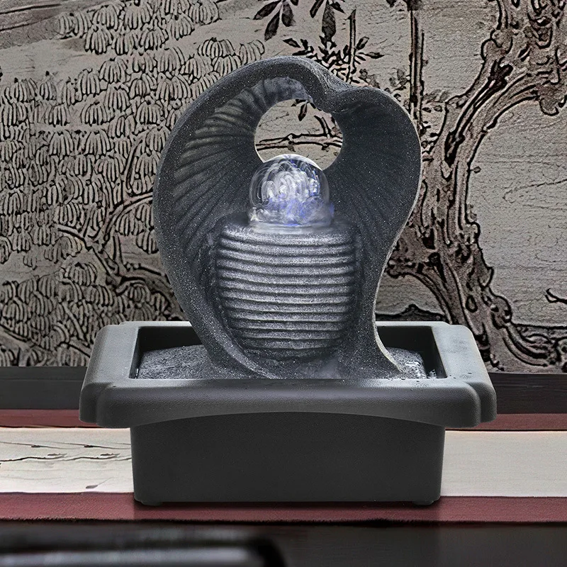 

Tabletop Water Fountain Indoor Waterfall with LED Rolling Ball, Feng Shui Zen Desktop Fountains Calming Sound