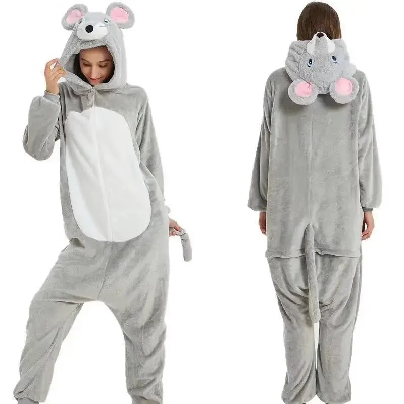 ss23Winter Cartoon Coral Fleece Unicorn Sleepwear Flannel One Piece Hooded Kigurumi Loose Casual Home Wear Jumpsuits Pajamas Set