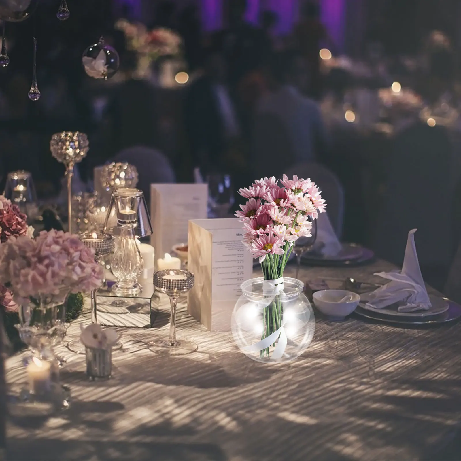 

2pcs Plastic Fish Tank Anti-Shatter Round Aquarium For Home Office Decor Candy Storage Vase Bowl Mini Desktop Goldfish