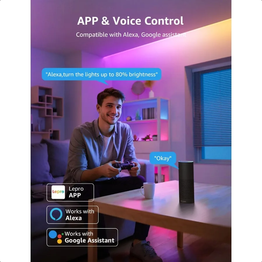 S1 AI LED قطاع أضواء لغرفة النوم 32.8ft الذكية RGB شرائط الضوء مع IC وقوس قزح مطاردة تأثيرات اللون الجزء DIY AI Gener