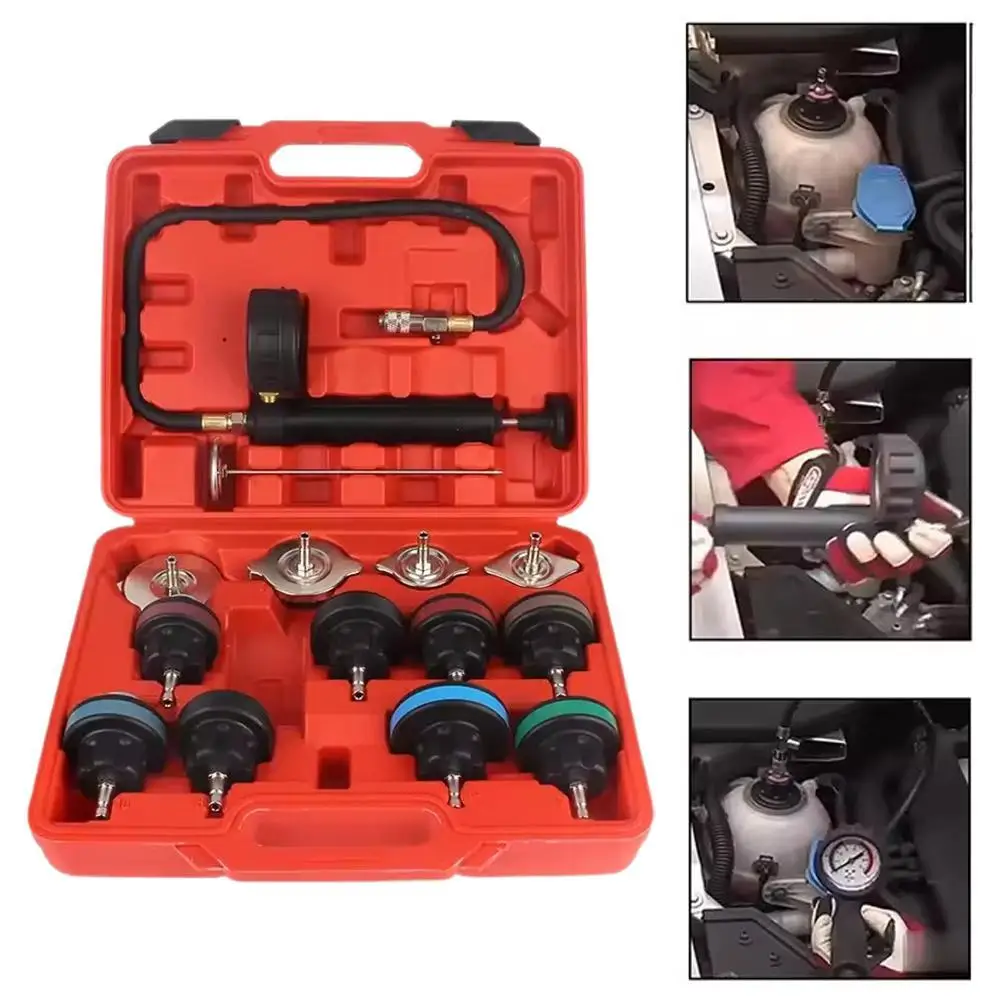 

14 шт. тестер давления в радиаторе-тест вакуумной системы охлаждения, манометр автомобильного резервуара для воды, инструмент обнаружения утечки резервуара для воды