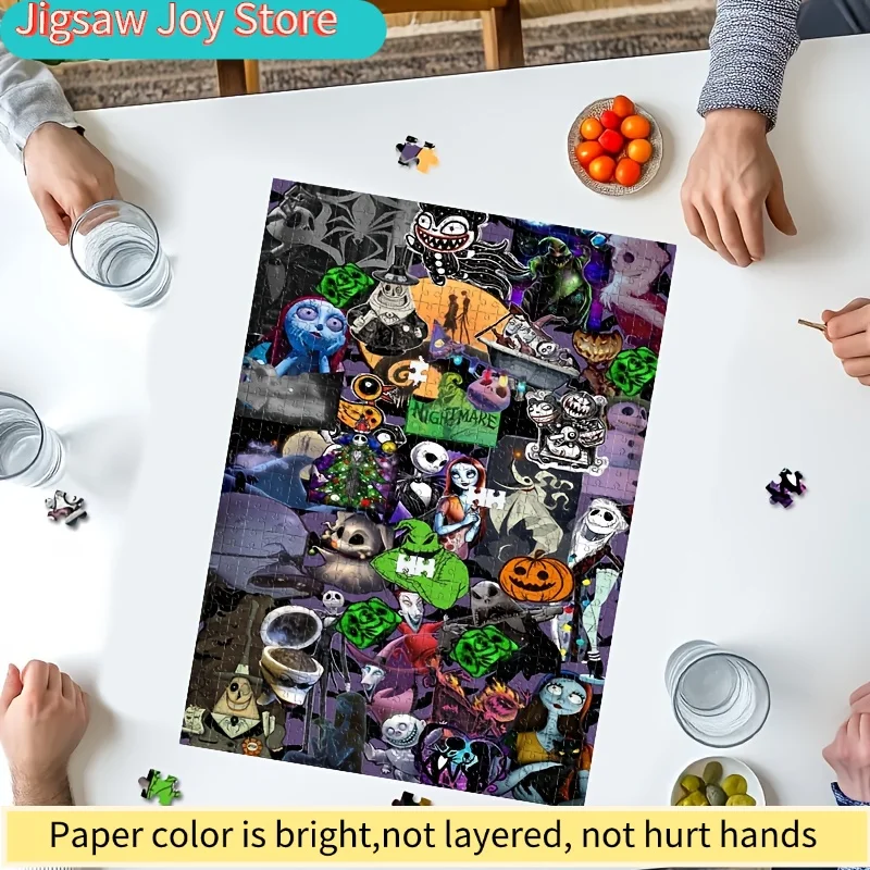 1000 قطعة لغز هدية اصنعها بنفسك، هدية عيد الميلاد، لغز كابوس الهالوين جاك وسالي، فانوس اليقطين على شكل جمجمة، هدية عطلة، لعبة لغز عادية