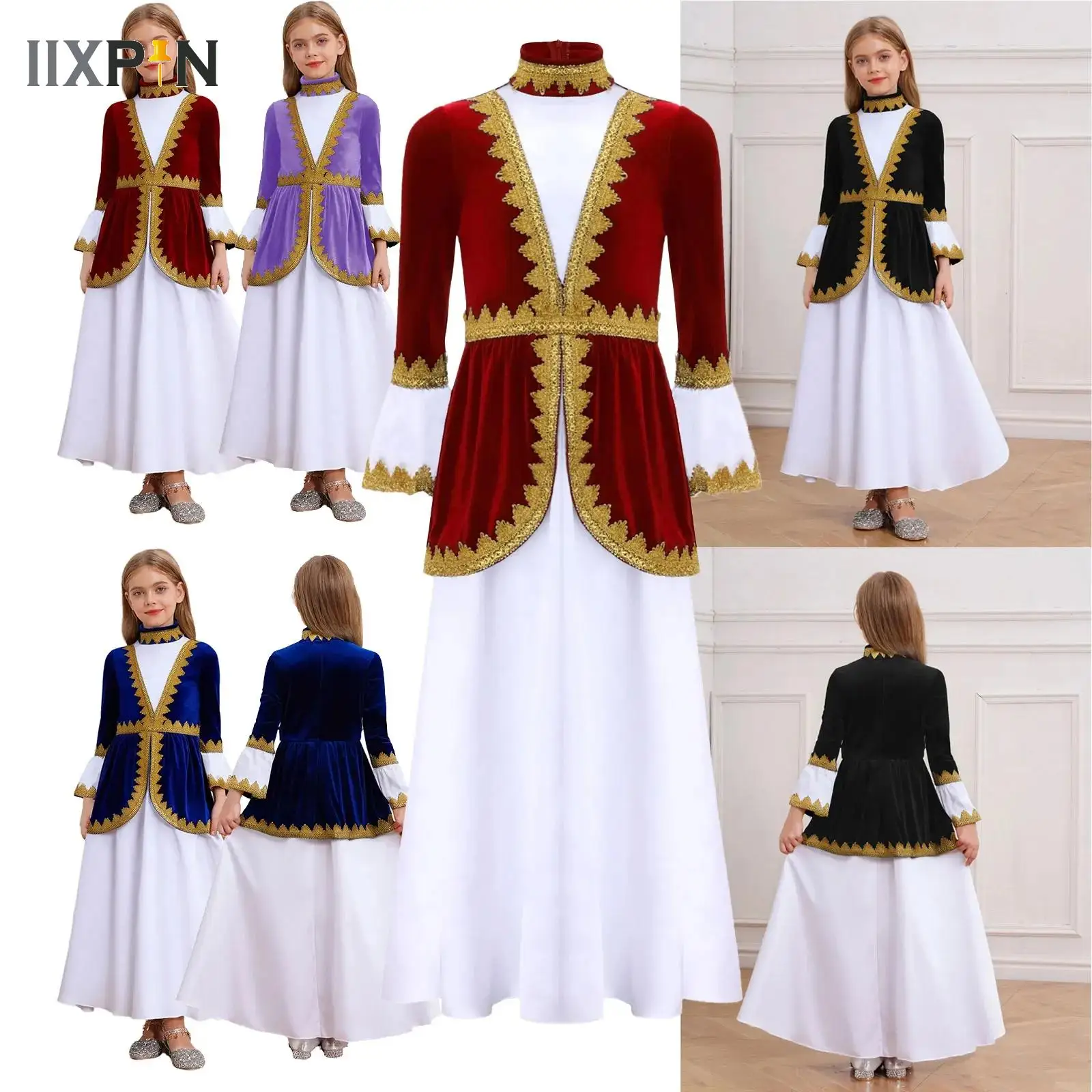 

African Dresses For Kids Girls Russian Heritage Costume Halloween Themed Parties Medieval Renaissance Princess Cosplay Clothes