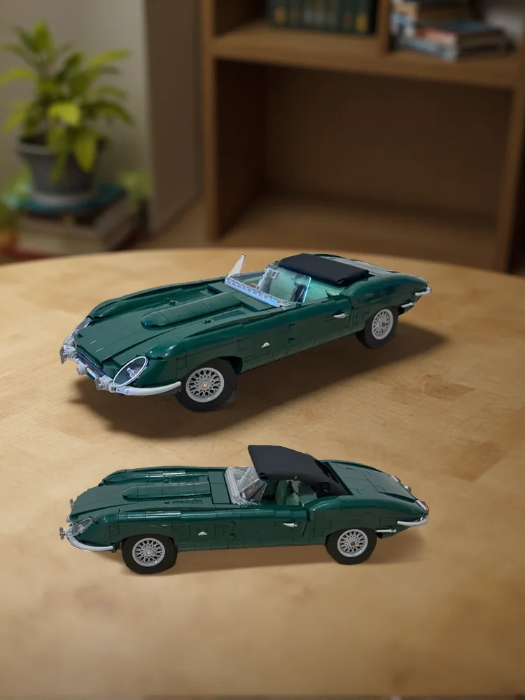 1673 elementy Klasyczny, konwertowalny samochód sportowy, vintage brytyjski roadster, model do eksponowania, klocki konstrukcyjne, prezent na Boże Narodzenie dla dorosłych i chłopców — 2