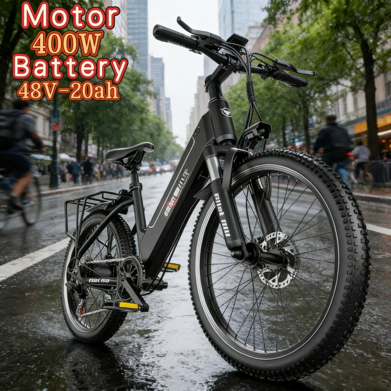 

400W brushless motor 26-inch high carbon steel frame E-Bike48V20AH battery electric bicycle disc brake mountain electric bicycle