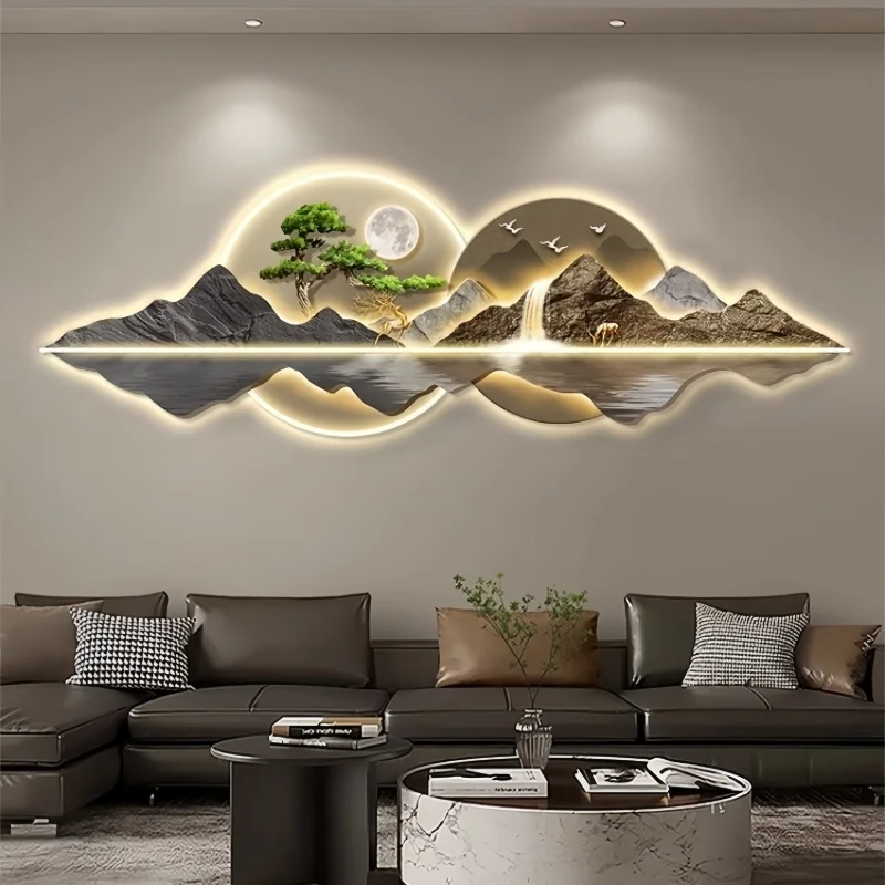 Modern Luxury Background Wall Lamp Nordic Creative Landscape Painting Lamp Living Room Corridor Office Decorative Wall Light