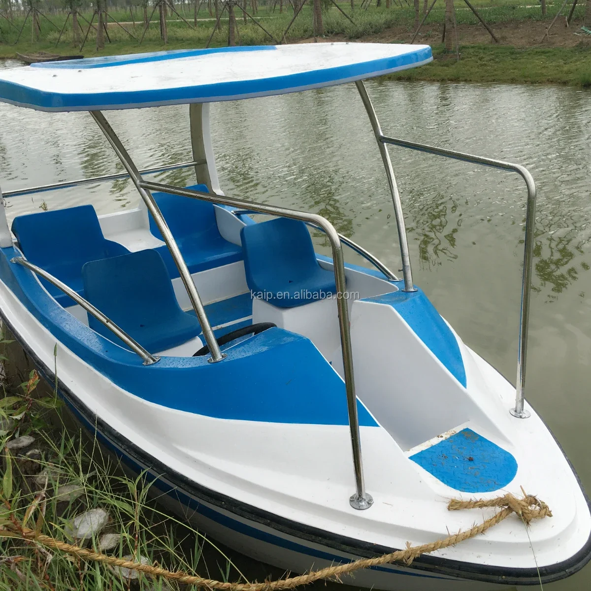 Customized color electric fiberglass boat with top battery fiberglass boat with 4 seats battery power Use for the sea