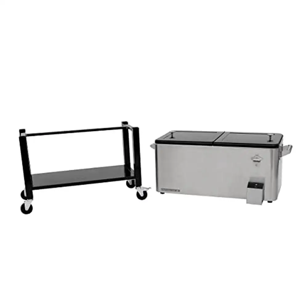 Refroidisseur de boissons extérieur portable, chariot avec rangement de 80 Qt, refroidisseur roulant perfecbasin, construction en acier inoxydable