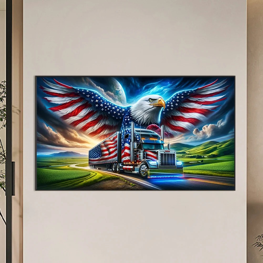 

5D DIY Full Round Drill Diamond Painting American Eagle Kit Home Decor 70x40cm (C)