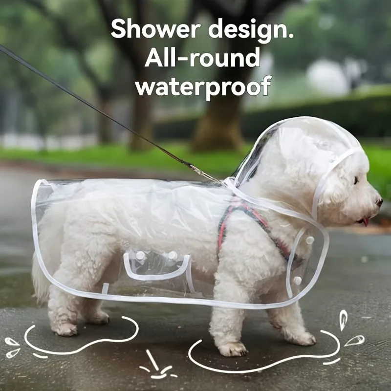 Chubasquero transparente impermeable con capucha para perros, Poncho suave de PVC para cachorros, abrigo transparente a la moda para mascotas, abrigo para perros Corgi, ropa para perros