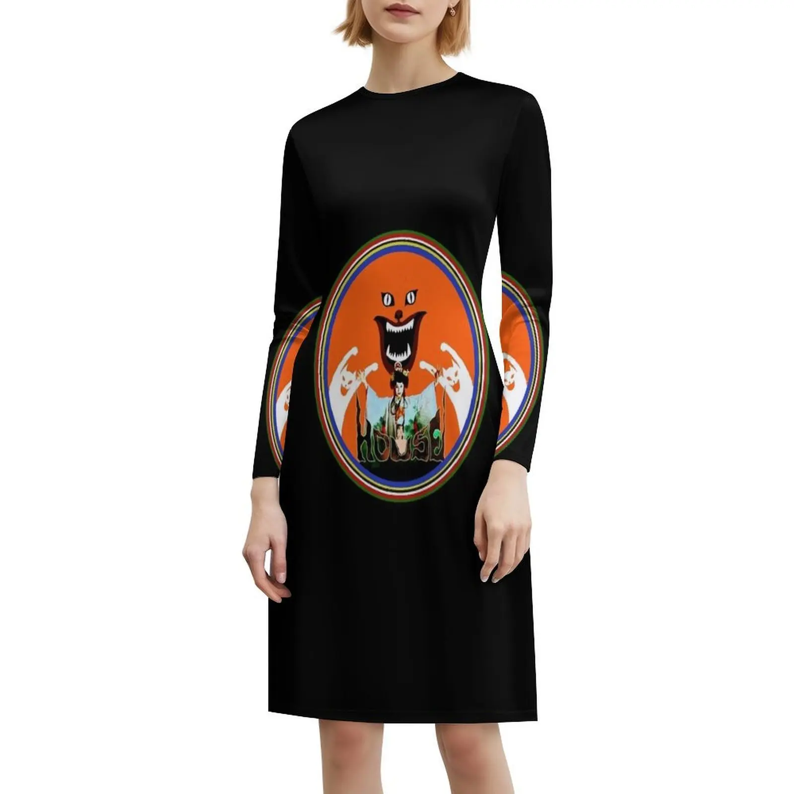 فستان Hausu Boho Chic أنيق أنيق لحفلات الزفاف على الشاطئ، فستان رعب لفيلم القطط والقطط الكوميدي #6