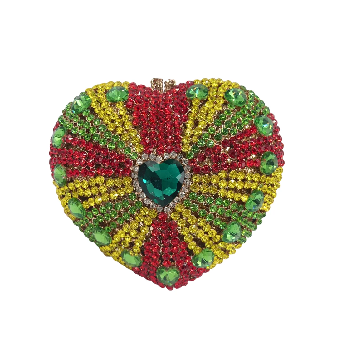 

Multi-Color Heart Clutch, Gradient Crystal Love Theme Evening Bag for Women. OEM Custom Emotional Purse, Low MOQ Wholesale from