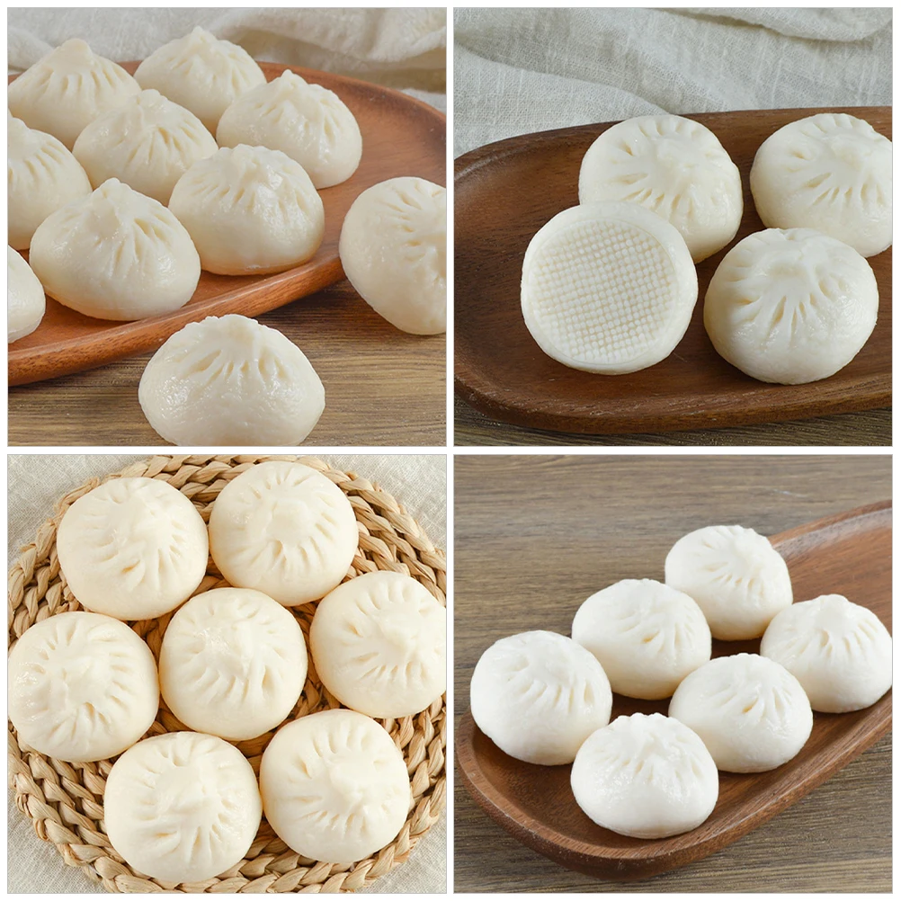 

4Pcs Realistic Fake Food Simulation Steamed Bun Model Kitchen Toy Decor
