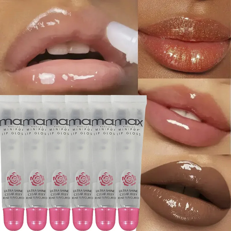 6pcs Rose Lip Oil Lip Tint, Moisturizing Waterproof Anti-Cracking Gloss, Women's Makeup