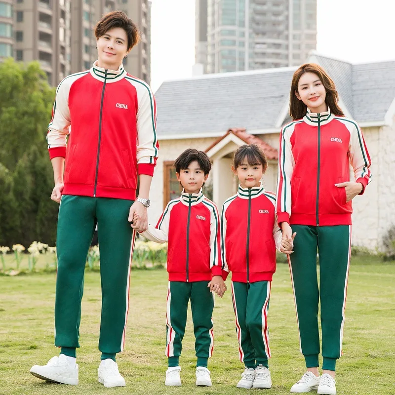 Family Matching Outfits Spring Autumn Winter Mum Daughter Dad Son Jacket & Pants Adults Children School Uniform Suit Sports Sets