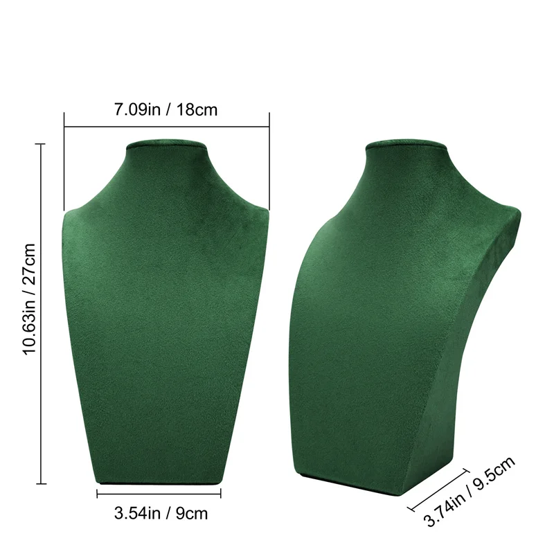Velvet Covered Necklace Bust Display Stand Multi Color Mannequin Torso Jewelry Bust Holder Store Showcase Photo Shooting image 3