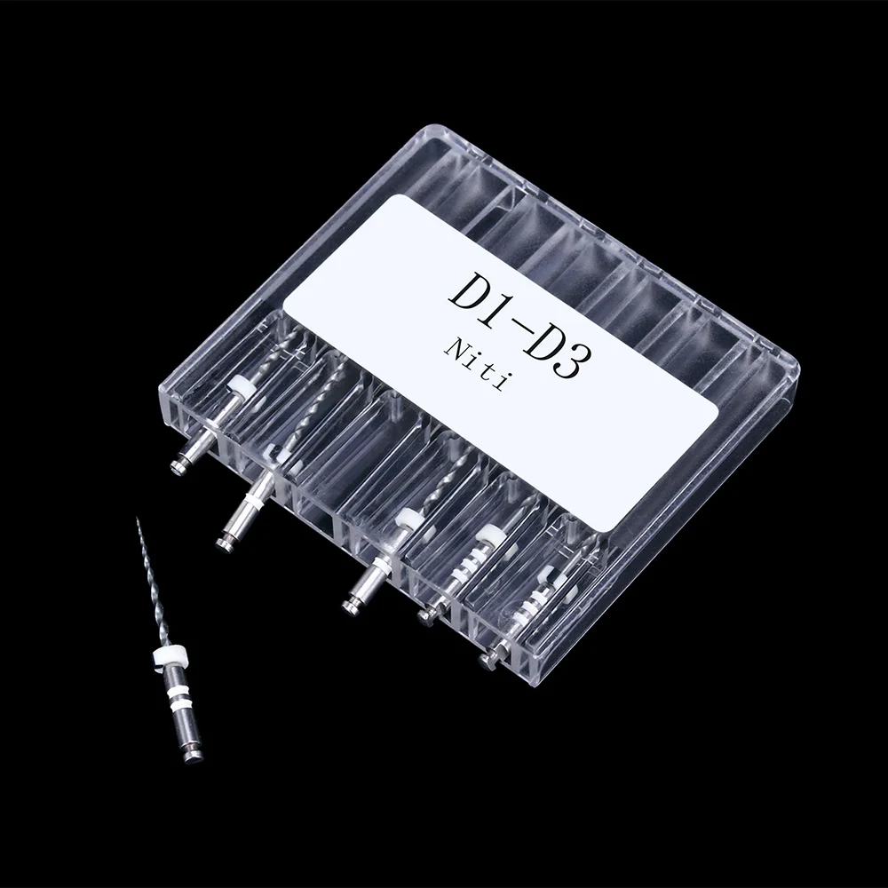 AZDENT Dental Retreatment Engine Root Canal NiTi File D1-D3 Remove Filling Material Before Canal Re-shaping 6pcs/Box