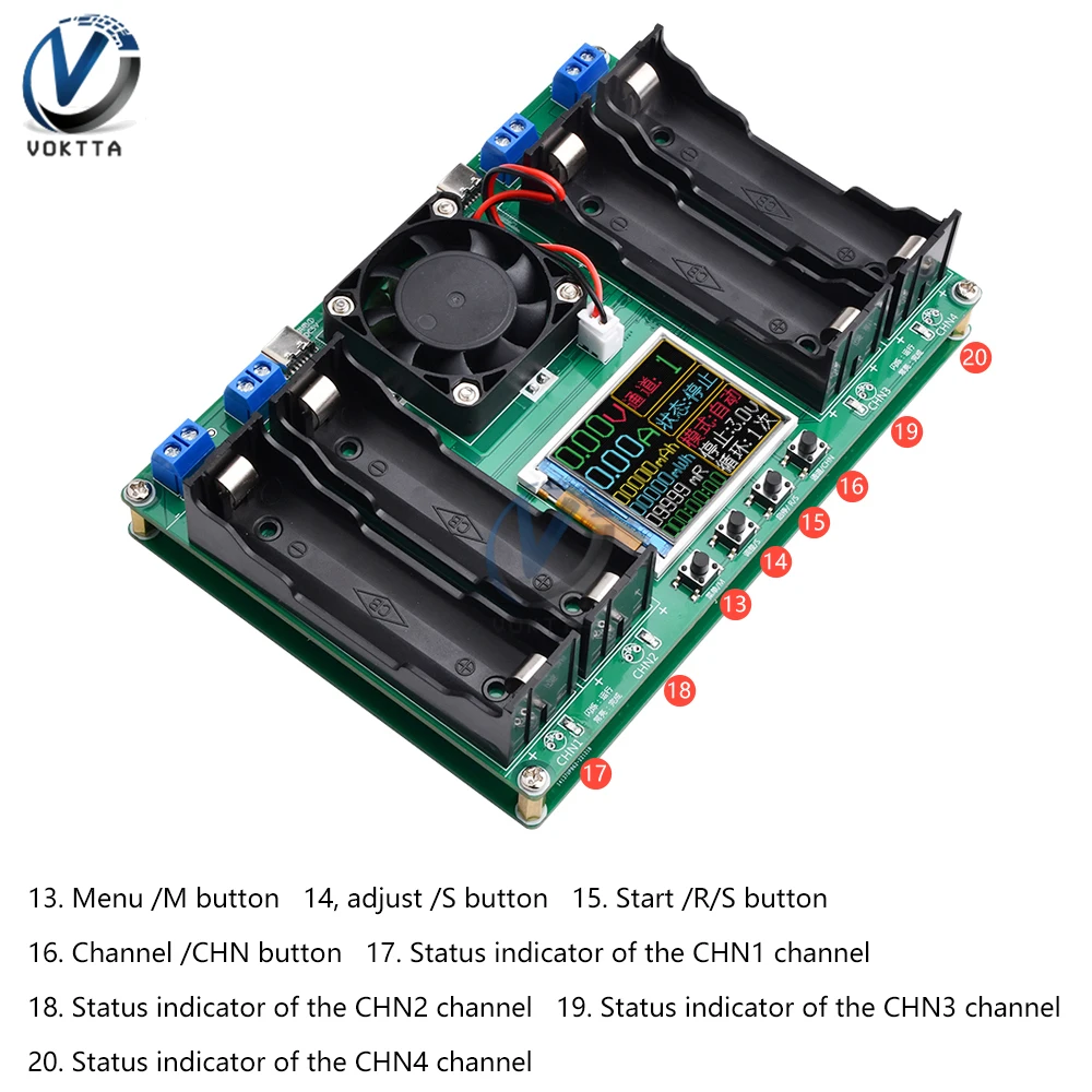 18650 Lithium Battery Capacity Tester Module MAh MWh Digital Battery Power Detector Module 18650 Battery Tester  Module Type-C