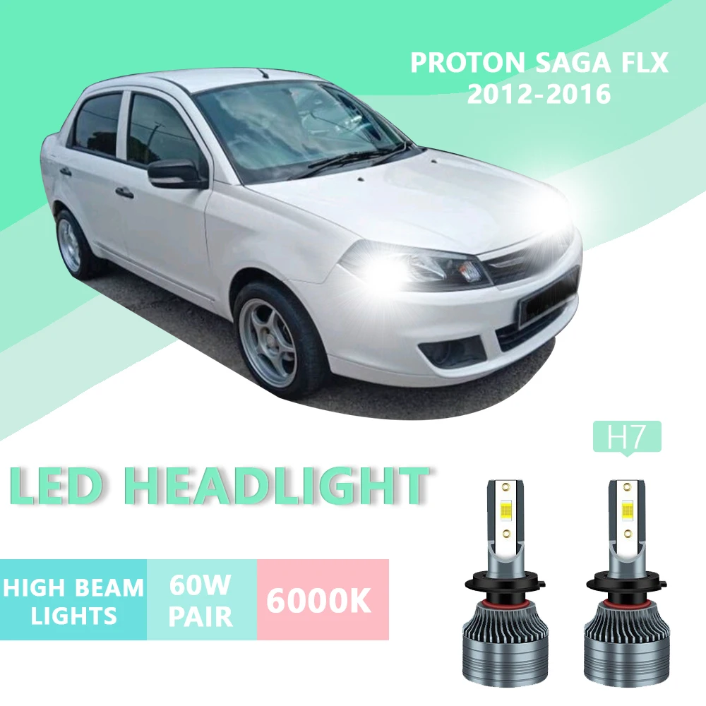 

2PCS FOR Proton saga FLX 2012-2016 6000k H7 Super Bright Hi/Lo Beam Headlamp Lampu LED Headlight Bulb White Light