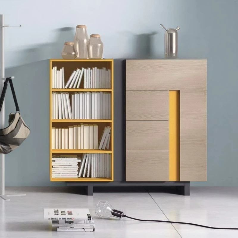 Nordic paint bookcase Solid wood household locker Simple modern study decorative cabinet