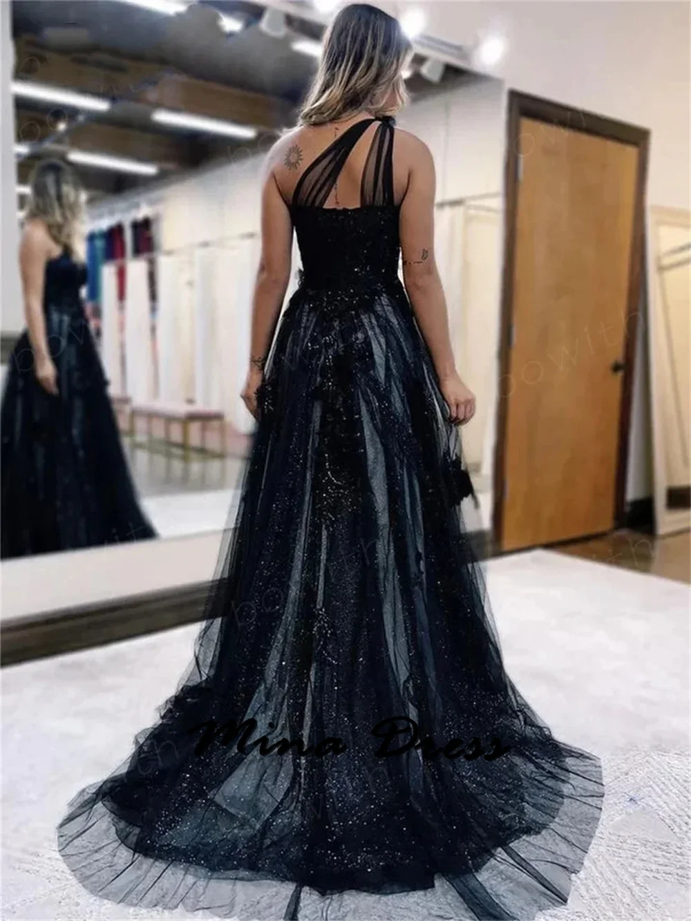 Mina Customized Backless Elegant Party Dresses 2024 for Wedding Guest Dress Women Slit Sleeveless Sequins One Shoulder Evening