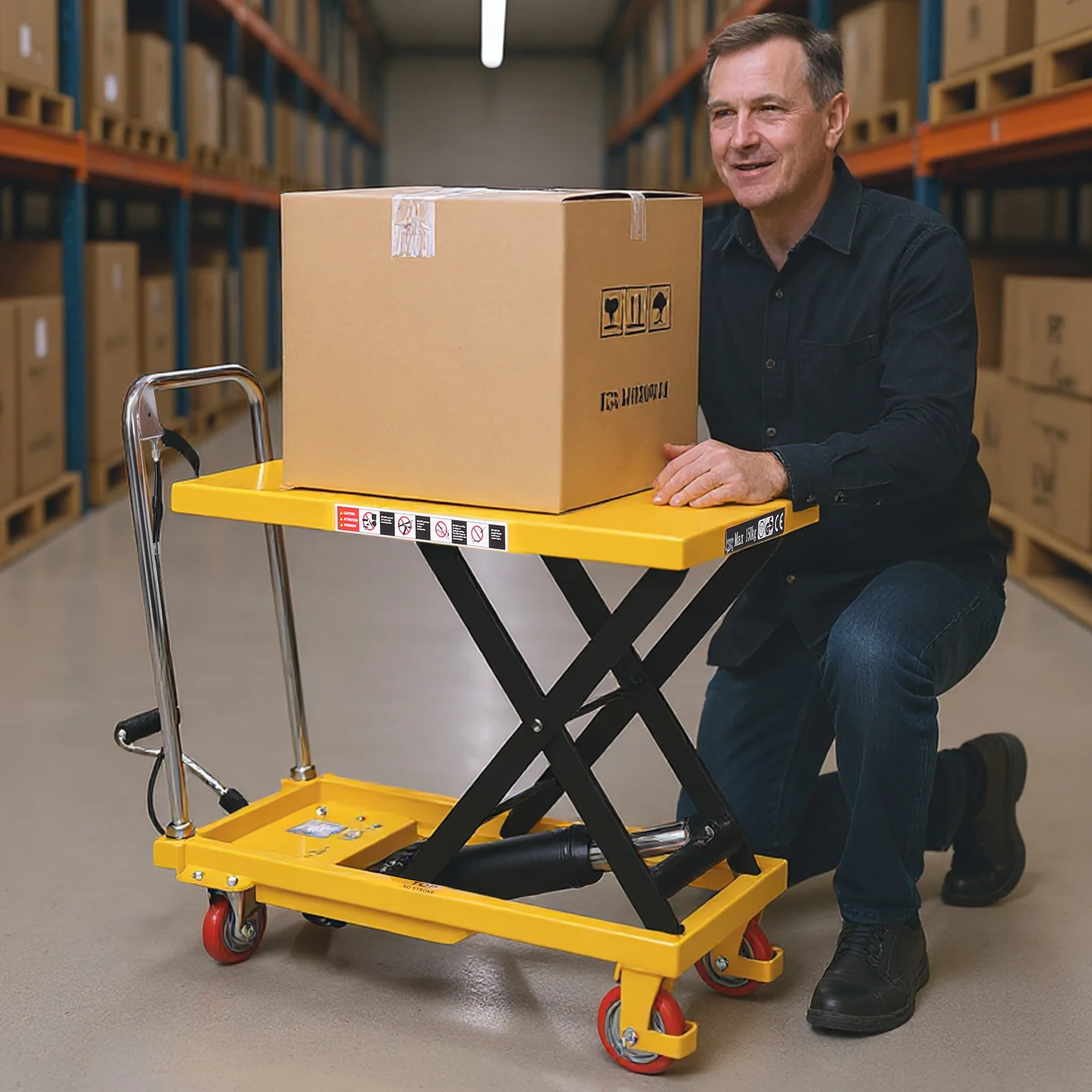 Hubtischwagen mit Hubtisch, hydraulischer Scherenwagen, rutschfestes Pad, elektrischer Hebe-Elektrowagen für die Materialhandhabung