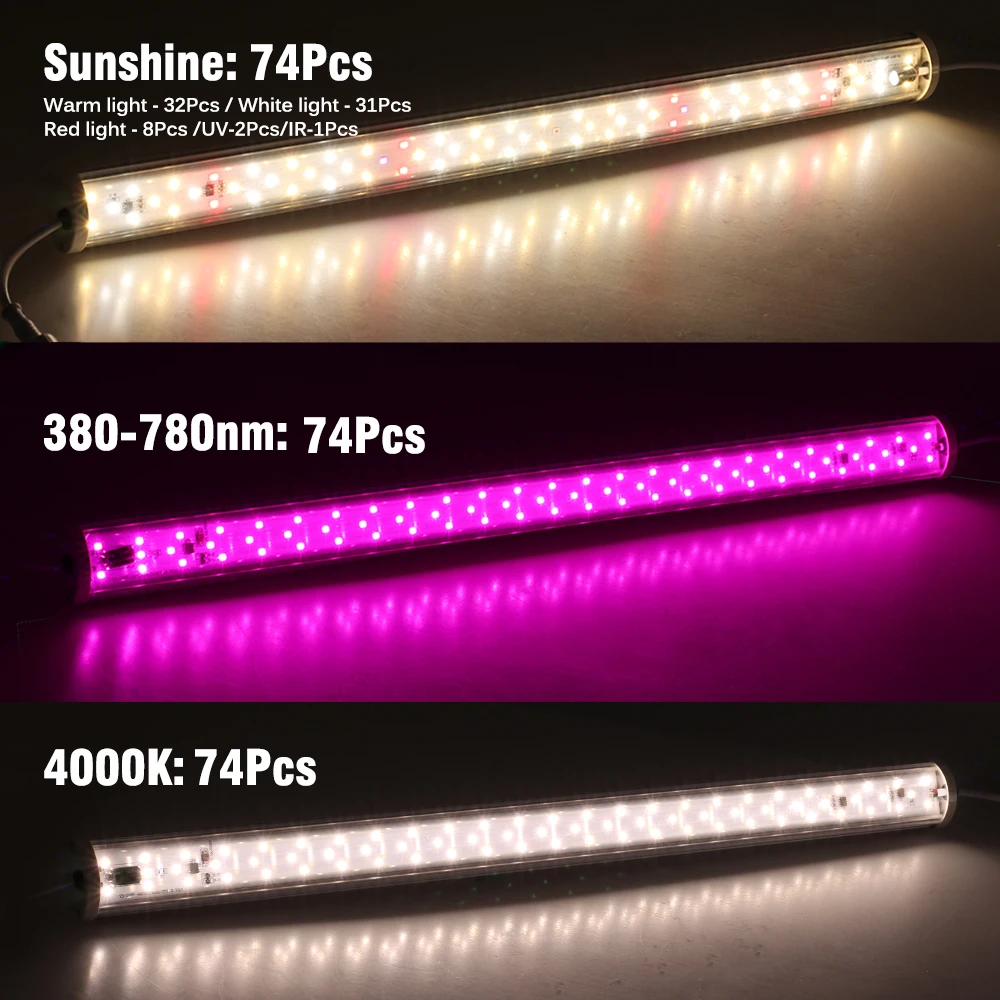 1-6pcs Full Spectrum LED Grow Light Tube 220V IP65 Waterproof Plant Bar Lamp Phytolamp for Seedlings Flowers Greenhouse Tent